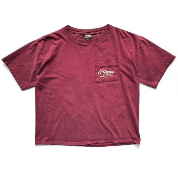 Vintage 90s Harley Davidson Fun Wear Eagle Feather Pocket Tee Red Single Stitch - Picture 4 of 12